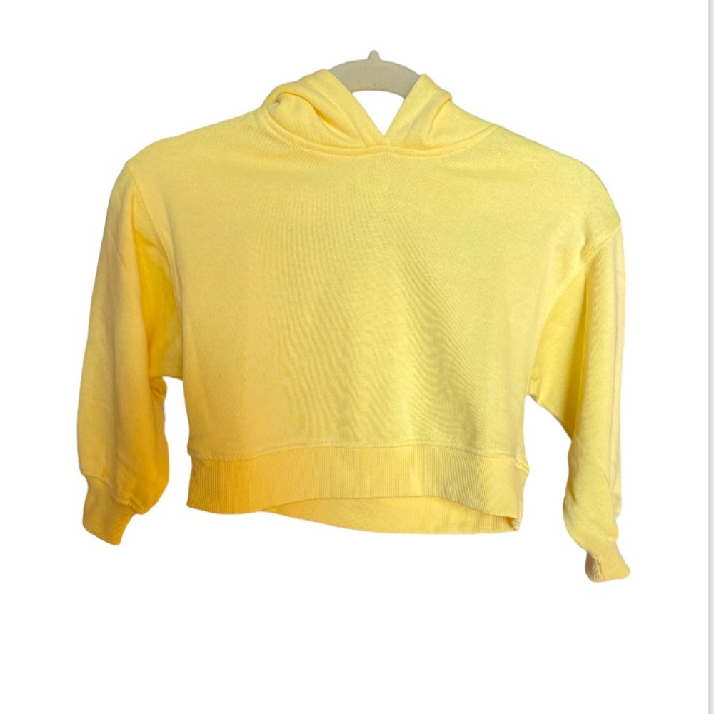 ZARA Girls Crop Hoodie Sweatshirt Lemon Color Size- 6 NWOT